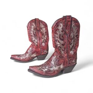 Dan Post Red Embroidered Heeled Boots